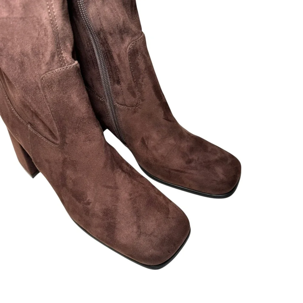 Jeffrey Cambell Hot Lava -K2 Knee-high stretch boot, Brown Faux Suede Size 8 NEW